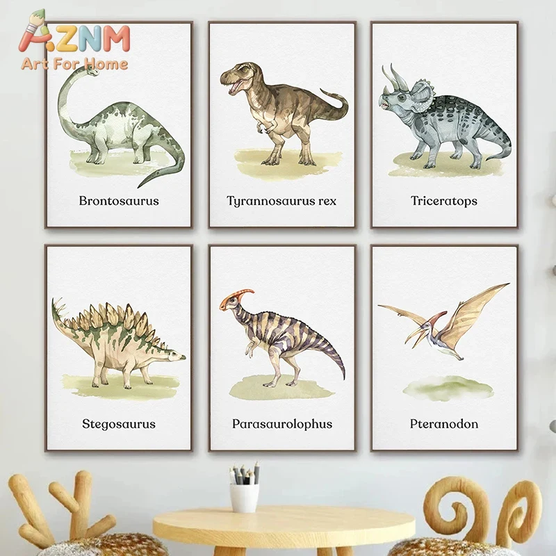 AZNM Aquarel Dinosaurus Canvas - Kids Education Name recensie en prijs