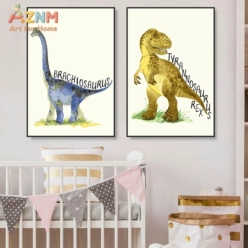 AZNM Aquarel Dinosaurus Canvas - Kids Education Name recensie en prijs