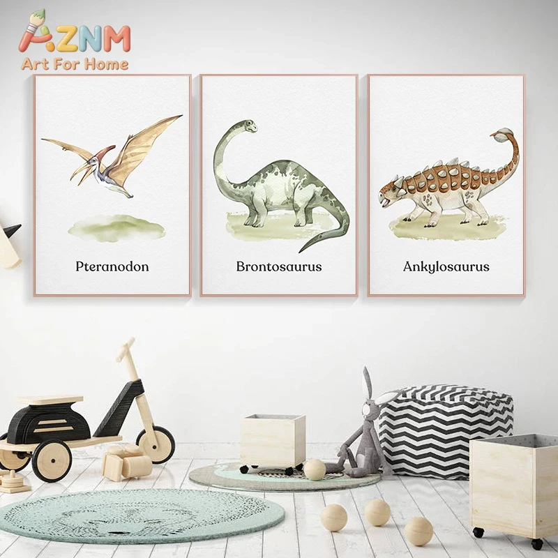 AZNM Aquarel Dinosaurus Canvas - Kids Education Name recensie en prijs